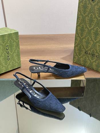 Gucci GG Denim Slingback Heel 4.5cm