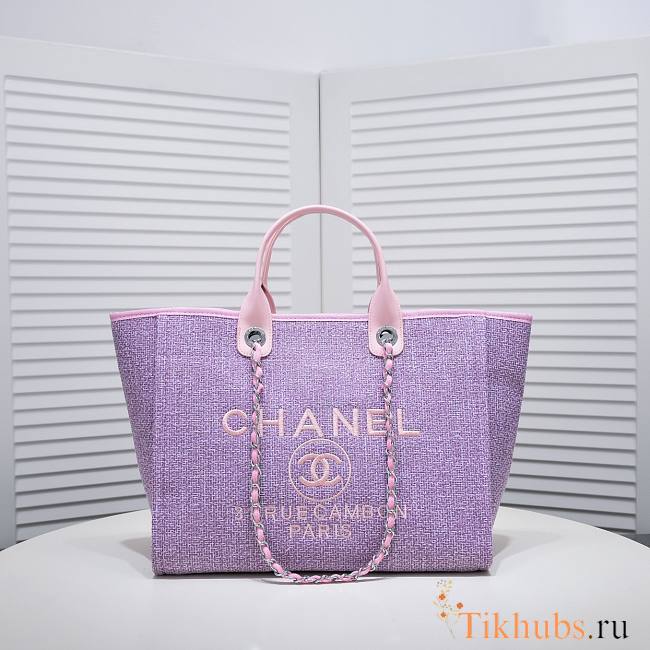 Chanel Shopping Tote Bag Purple 38x29x17cm - 1