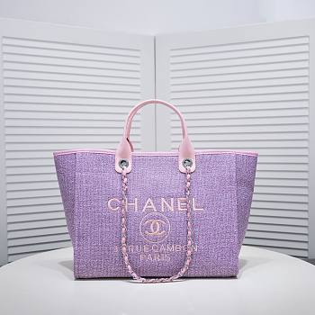 Chanel Shopping Tote Bag Purple 38x29x17cm
