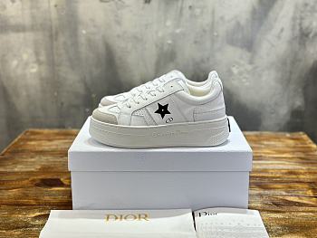 Dior Star Platform Sneaker White Calfskin Suede