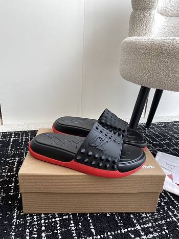 Christian Louboutin Red Take It Easy Spiked Slides