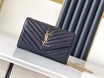 YSL Envelope Chain Wallet Black Gold Hardware 22.5x14x4cm