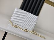 YSL Envelope Chain Wallet White Gold Hardware 22.5x14x4cm - 4