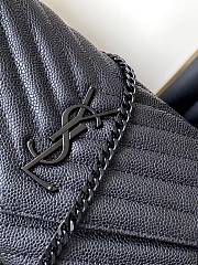 YSL Envelope Chain Wallet Grain De Poudre Embossed Black 22.4x14x4.1cm - 2