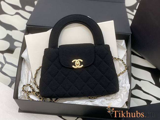 Chanel Kelly Bag Black Fabric Gold 19x13x7cm - 1