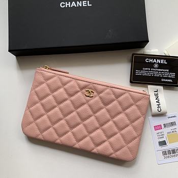 Chanel Wallet Pink Caviar Gold 20x12.2x1cm