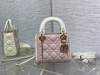 Dior Mini Lady Bag Two-Tone Latte Powder Pink 17 x 15 x 7 cm