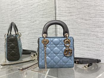 Dior Mini Lady Bag Two-Tone Sky Blue Steel Gray 17 x 15 x 7 cm