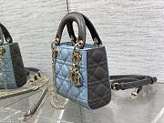 Dior Mini Lady Bag Two-Tone Sky Blue Steel Gray 17 x 15 x 7 cm - 3