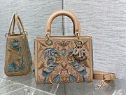 Dior Medium Lady Bag Beige Calfskin Multicor 24cm - 1