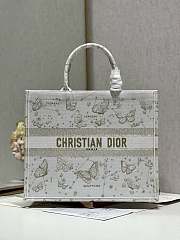 Dior Large Book Tote Gold Tone and White Butterfly 42cm - 1