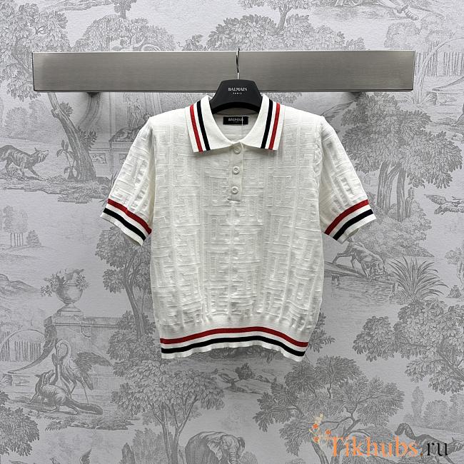 Balmain White Polo Shirt - 1