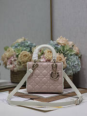 Dior Small Lady Bag Two-Tone Latte Powder Pink 20cm - 1