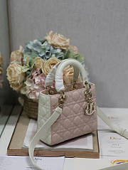 Dior Small Lady Bag Two-Tone Latte Powder Pink 20cm - 5