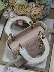 Dior Small Lady Bag Two-Tone Latte Powder Pink 20cm - 3