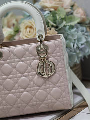 Dior Medium Lady Bag Two-Tone Latte Powder Pink 24cm - 5