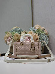 Dior Medium Lady D-joy White Pink 26x13.5x5cm - 1