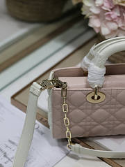 Dior Medium Lady D-joy White Pink 26x13.5x5cm - 5