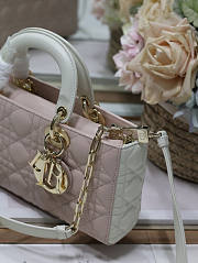 Dior Medium Lady D-joy White Pink 26x13.5x5cm - 4