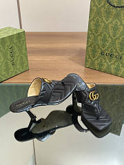 Gucci Women's Double G Thong Sandals Black Heel 5.5cm - 4