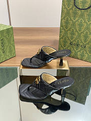 Gucci Women's Double G Thong Sandals Black Heel 5.5cm - 2