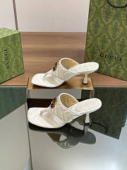 Gucci Women's Double G Thong Sandals White Heel 5.5cm - 4