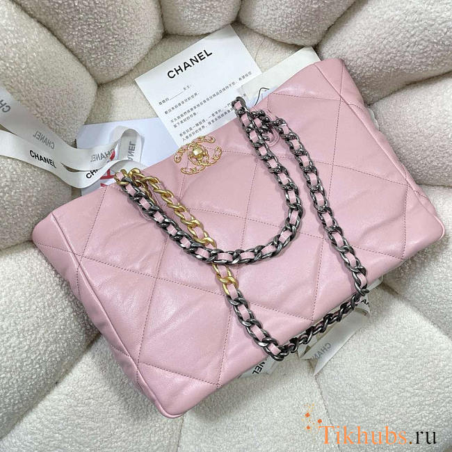 Chanel Tote Bag Leather In Pink 41x24x10cm - 1