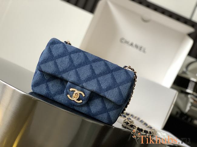 Chanel Small Flap Bag Denim Gold 20cm - 1