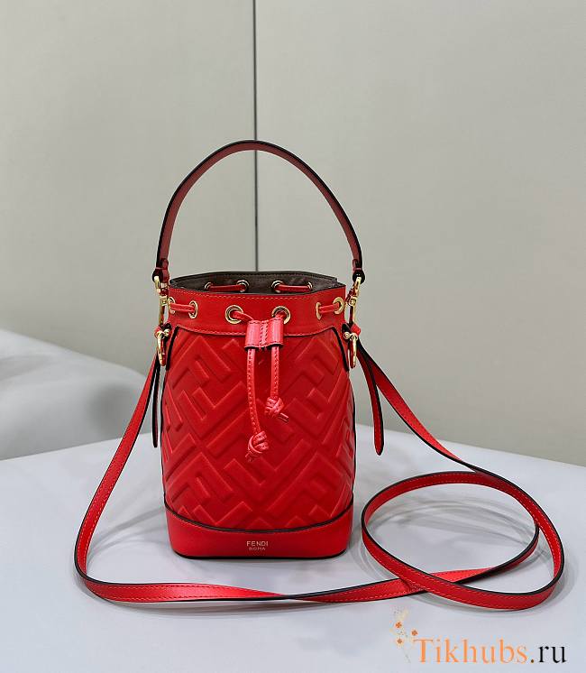 Fendi Mon Tresor Red Leather FF Motif 18x12x14cm - 1