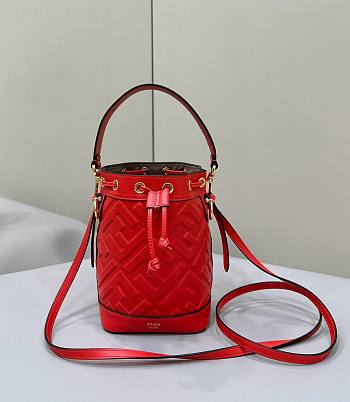 Fendi Mon Tresor Red Leather FF Motif 18x12x14cm