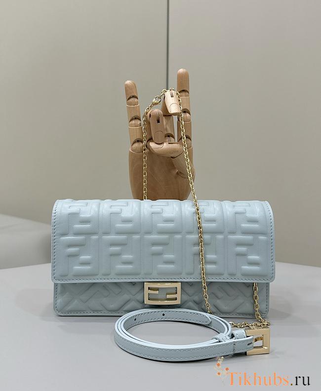 Fendi Baguette Bag Light Blue Chain 21x5x11.5cm - 1