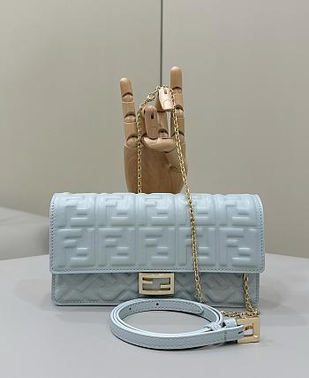 Fendi Baguette Bag Light Blue Chain 21x5x11.5cm