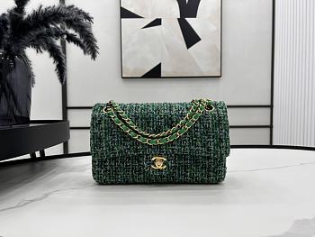 Chanel Medium Flap Bag Green Tweed 25cm