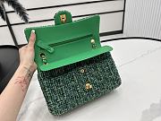 Chanel Medium Flap Bag Green Tweed 25cm - 3