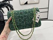 Chanel Medium Flap Bag Green Tweed 25cm - 2