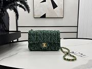 Chanel Small Flap Bag Green Tweed 20cm - 1