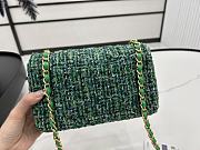 Chanel Small Flap Bag Green Tweed 20cm - 3