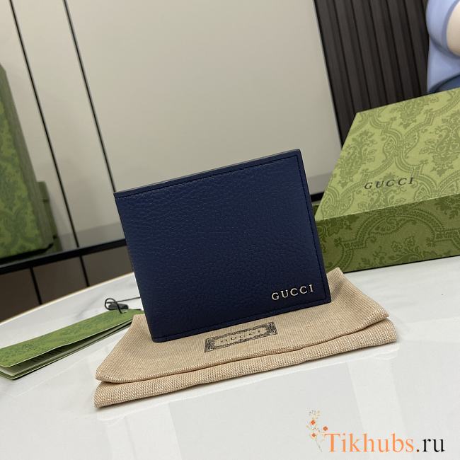 Gucci Bi-Fold Wallet With Logo Blue 11x9cm - 1