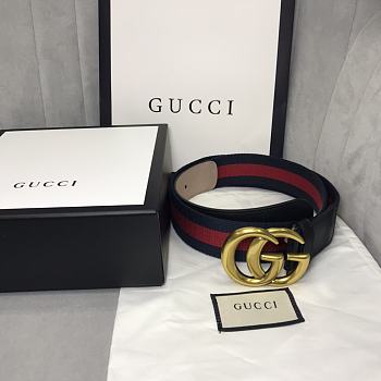 Gucci Double Buckle Web Red Blue Belt 3.8cm