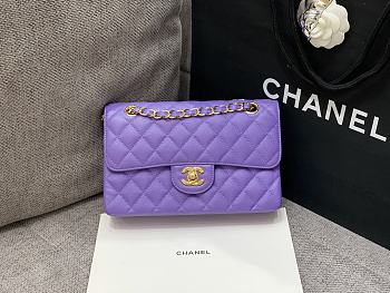 Chanel Flap Bag Purple Caviar Gold 23cm