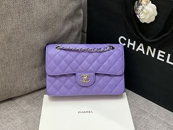 Chanel Flap Bag Purple Caviar Silver 23cm