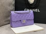 Chanel Flap Bag Purple Caviar Silver 23cm - 5