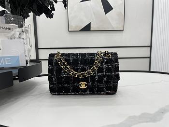 Chanel Medium Flap Bag Black Tweed 25cm