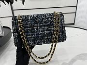 Chanel Medium Flap Bag Black Tweed Gold 25cm - 2