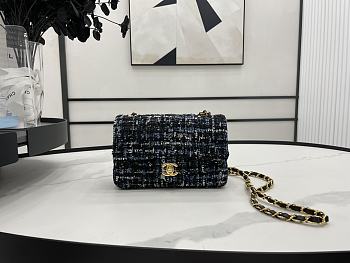 Chanel Small Flap Bag Black Tweed Gold 20cm