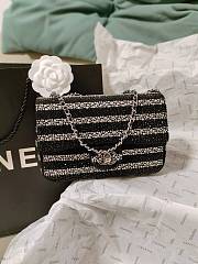 Chanel Flap Evening Bag Strass Silver Black 13x21x8cm - 1