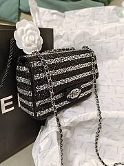 Chanel Flap Evening Bag Strass Silver Black 13x21x8cm - 3