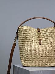 YSL LE 37 Woven Raffia Leather Bag 20x25x16cm - 4