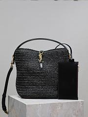 YSL LE 37 Woven Raffia Black Leather Bag 20x25x16cm - 1