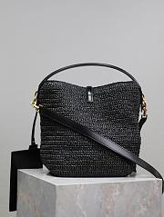 YSL LE 37 Woven Raffia Black Leather Bag 20x25x16cm - 2